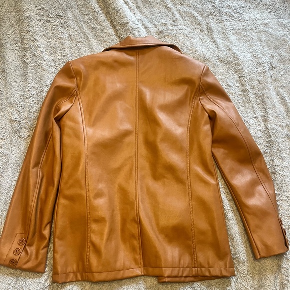 Avec Les Filles Women's Vegan Leather Blazer in Cognac XXS - Picture 8 of 8